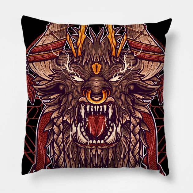 Minotaur Head Pillow by HappymanStudio