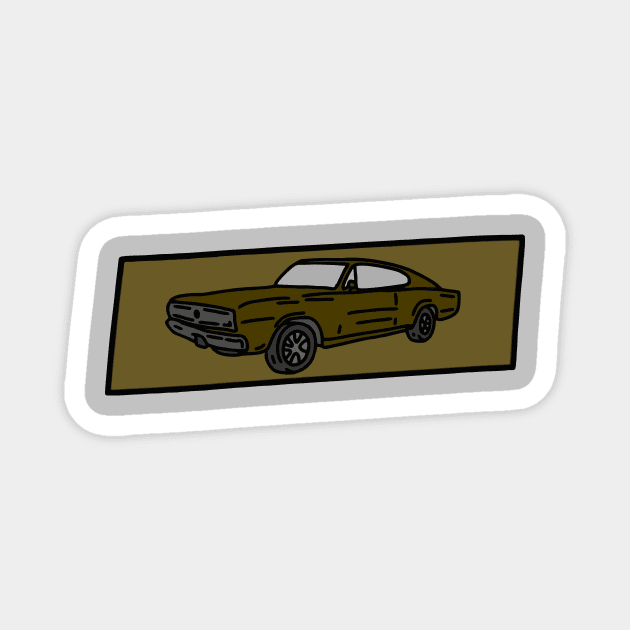 muscle cars vintage retro illustration Magnet by fokaction