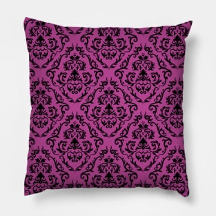 Damask Retro Wallpaper Vintage Floral Hot Pink Pattern Pillow