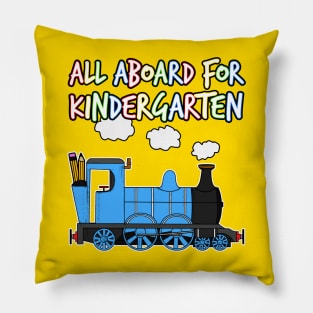 All Aboard For Kindergarten Steam Train (Blue) Pillow