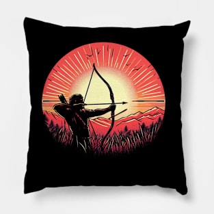 Indian Archer in Sunset Pillow