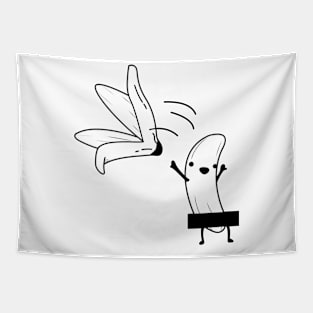 Crazy banana, black & white Tapestry