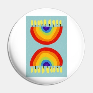 Rainbow Chanukiah Duck Egg Print Pin