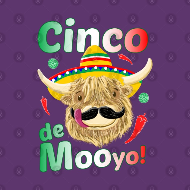 Scottish Highland Cow Celebrates Cinco De Mayo by brodyquixote