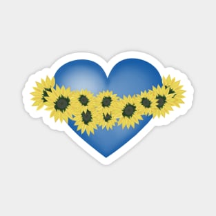 Sunflowers and heart. Love and flowers. Blue and yellow Magnet