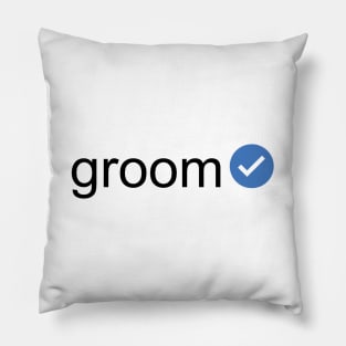 Verified Groom (Black Text) Pillow