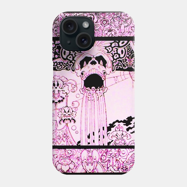 PINK BLACK PSYCHEDELIC SKULL, BUTTERFLIES,OWLS AND FANTASTIC CREATURES Fantasy Phone Case by BulganLumini