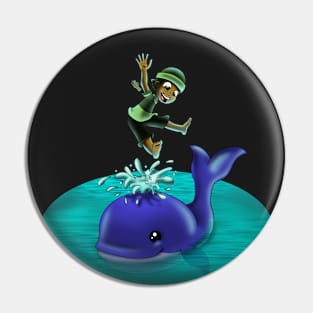 African American Boy and Whale Pin