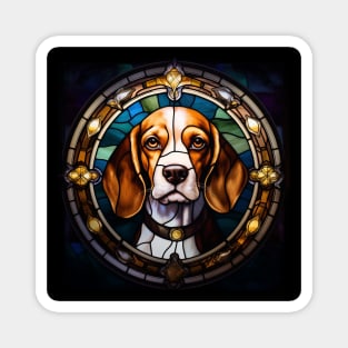 Beagle Stained Glass Circle Magnet