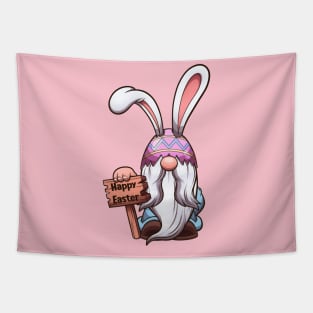 Easter Gnome With Easter Egg Hat With Bunny Ears Holding Sign Tapestry