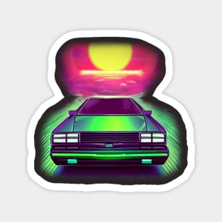 Synthwave Styled DeLorean Magnet