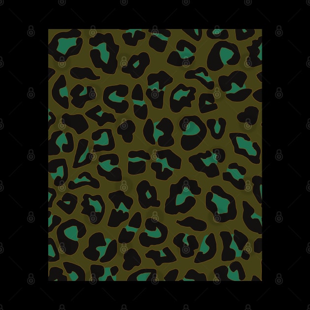 Olive Green, Turquoise and Yellow Leopard Spots Print by OneThreeSix