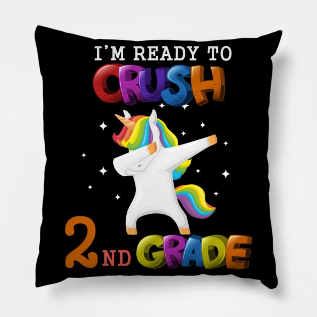 I'm ready To Crush 2nd Grade Unicorn Back To School T-Shirt Pillow by Trendy_Designs