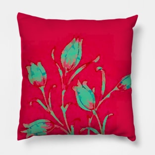 Tulips on Red Pillow