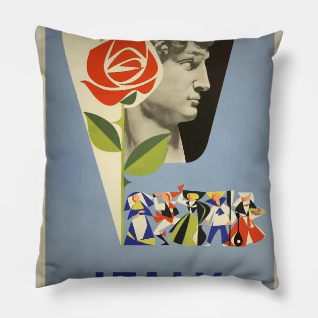 Vintage Travel - Italy Pillow by Culturio