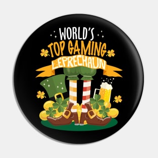 World's Top Gaming Leprechaun St. Patrick's Day Funny T-shirt Pin