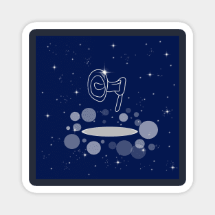 shout, loudspeaker, attention, volume, sound, song, illustration, shine, stars, beautiful, style, glitter, space, galaxy Magnet