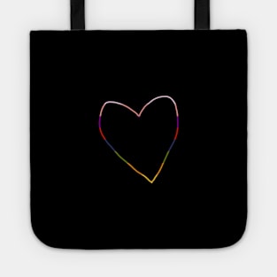 Small Unconventional Rainbow Heart Outline Tote