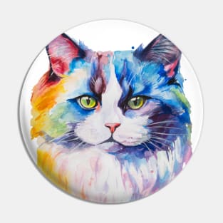 watercolor Ragdoll Cat Pin