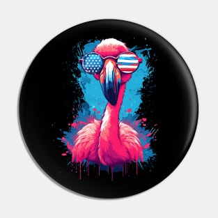 USA Flag Patriotic 4th of July Flamingo Gift Summer Flamingo Pin