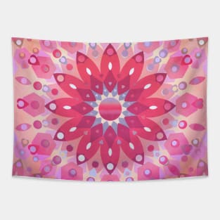 Tropical Pink Floral Mandala Tapestry