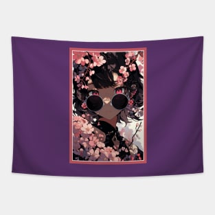 Aesthetic Anime Girl Rosa Pink  Black | Quality Aesthetic Anime Design | Premium Chibi Manga Anime Art Tapestry