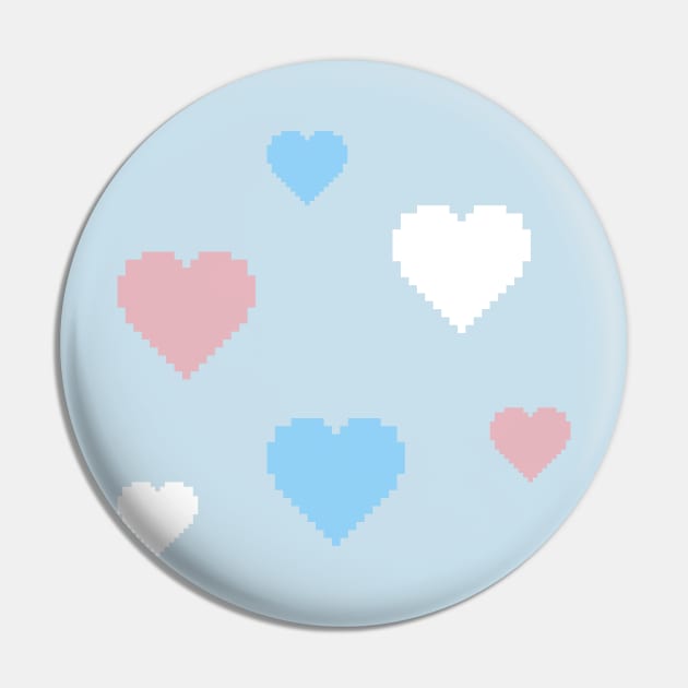 Trans Pride Hearts Pixel Art Pin by christinegames