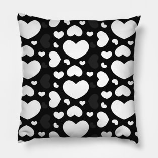 White, black and grey hearts pattern Pillow