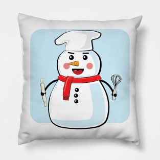 Chef Snowman - Funny Illustration Pillow