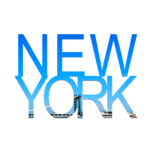 New York Text, Manhattan Bridge T-Shirt