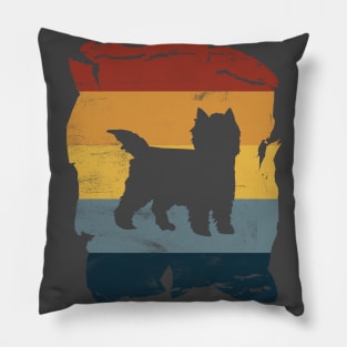 Cairn Terrier Distressed Vintage Retro Silhouette Pillow