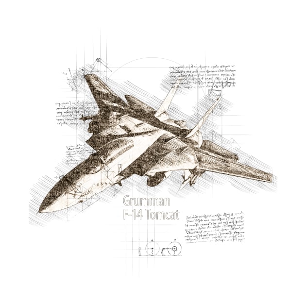 F-14 Tomcat DaVinci Sketch by TerraShirts