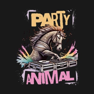 "Party Animal" Electronic Dance Music DJ Horse Funny Party T-Shirt