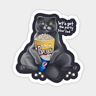 British cat with popcorn Magnet