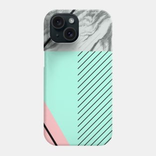 Grey marble green pink background Phone Case