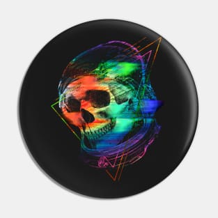 Glitch Skull Pin