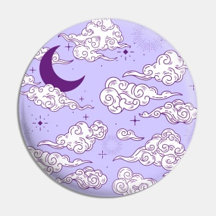 Celestial Moon and Stars With Clouds Seamless Pattern Pin