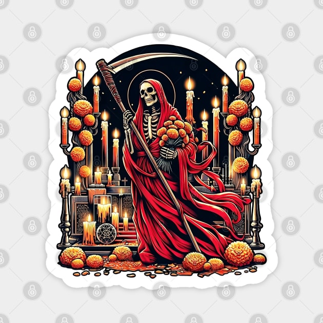 Santa Muerte Rojo Red Saint Death Magnet by tracydixon