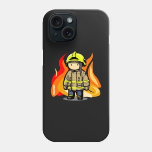 Urban Firefighter Female - Large Design (Dark Hair) Phone Case