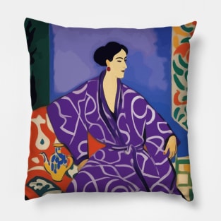 Woman in a Purple Robe After Matisse Pillow