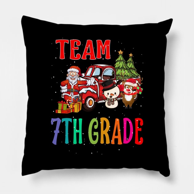 Team 7Th Grade Santa And Reindeer Christmas Pillow by intelus