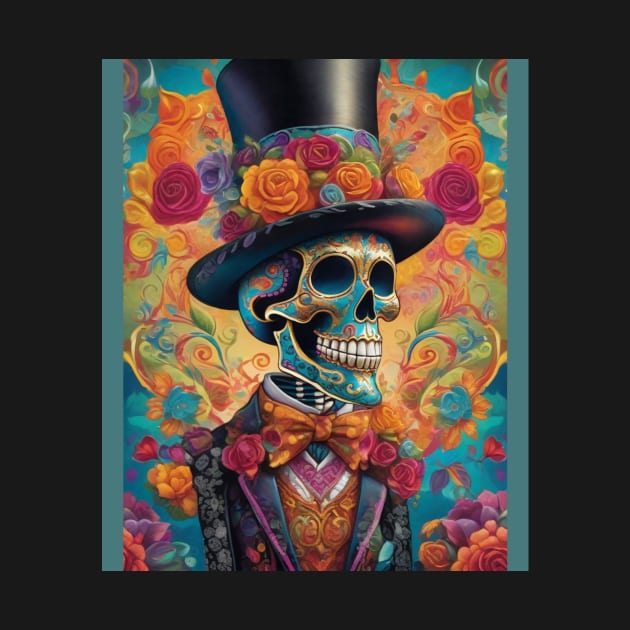 Dapper Skeleton Elegance: Day of the Dead Celebration by ImaginativeInkPOD