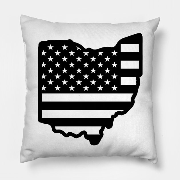 Black and White Ohio Flag Pillow by DarkwingDave