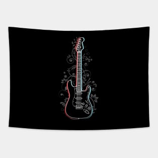 S-Style Electric Guitar 3D Outline Flowering Vines Tapestry