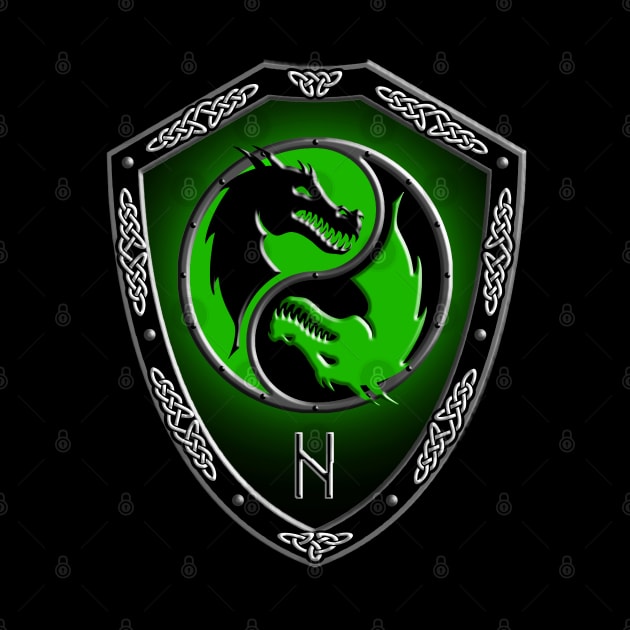 VIKING SHIELD 12 (Dragons with HAGALAZ - Hail – Wrath of Nature, Uncontrolled Forces) by GardenOfNightmares