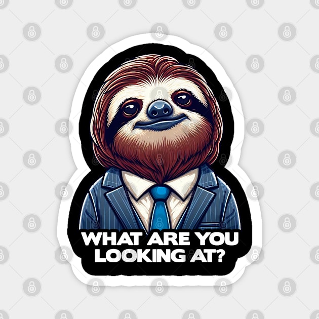 What Are You Looking At meme Sloth Magnet by Plushism