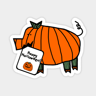 Pumpkin Pig with Halloween Horror Greeting Magnet