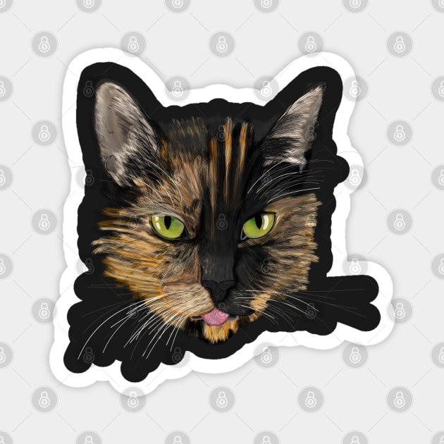 Tortoiseshell Cat Digital Art Magnet by IgorAndMore