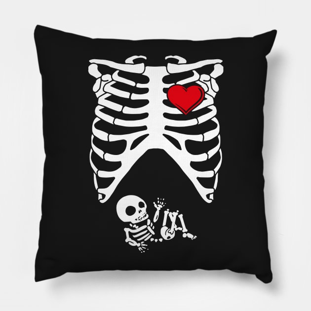 Spooky Skeleton Costume Pregnant Mommy Pillow by SolarFlare