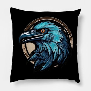 Blue Crow Pillow